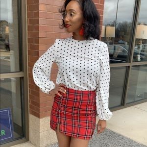 Plaid skirt with splits